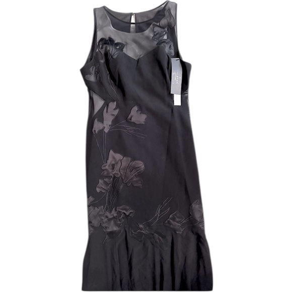 HALSTON HERITAGE BLACK WITCHY MAXI DRESS SEMI SHEER 8 WHIMSIGOTH PARTY VALENTINE - Picture 4 of 9